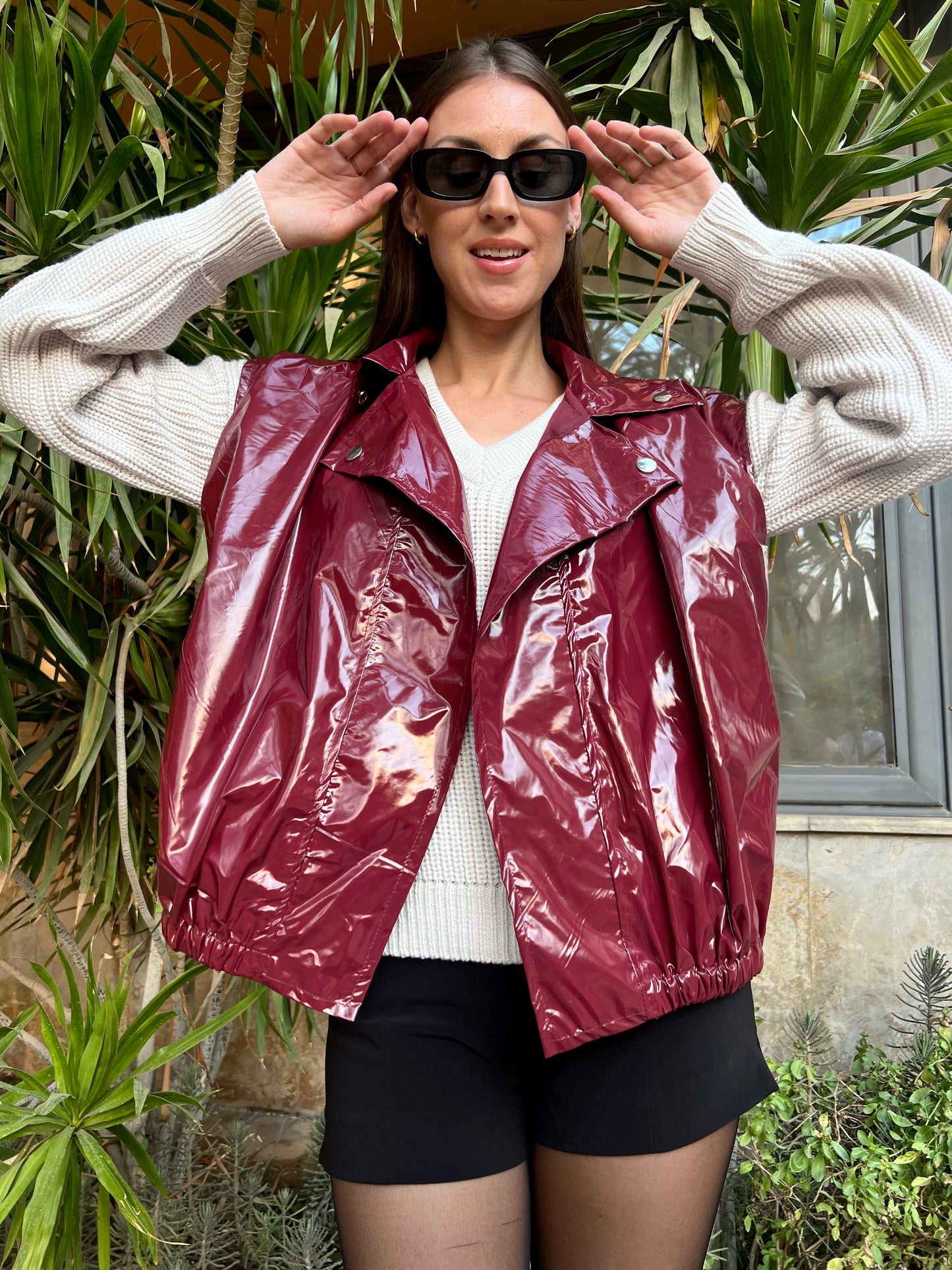 Burgundy leather vest