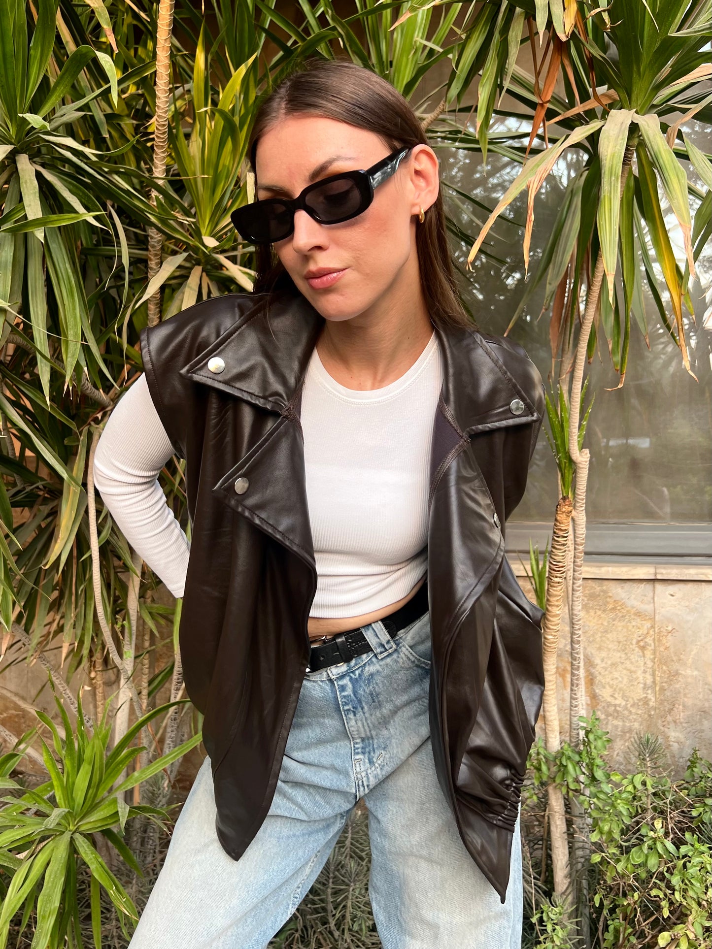 Brown chocolat leather vest