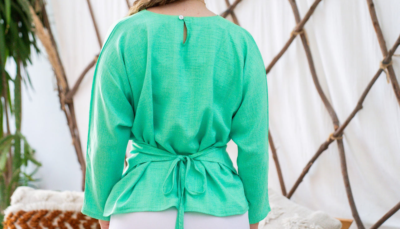 Criss Cross Blouse In Carribean Sea