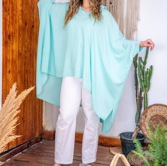 Flowy Top In Aquamarine