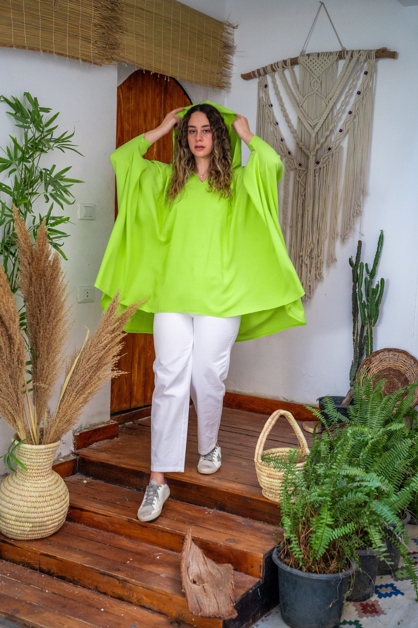 Flowy top in lime green