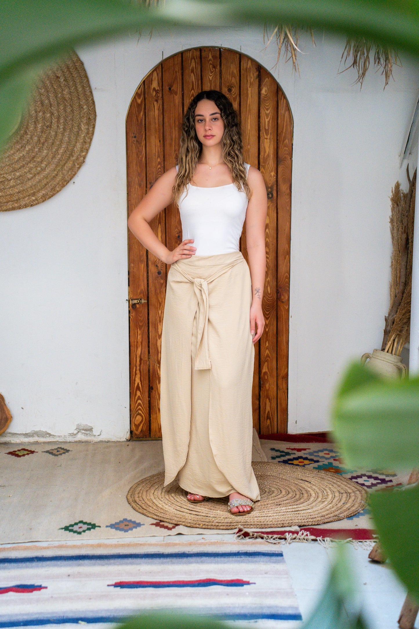 Wrap skirt in beige