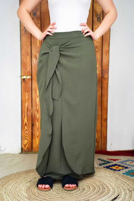 Wrap skirt in olive