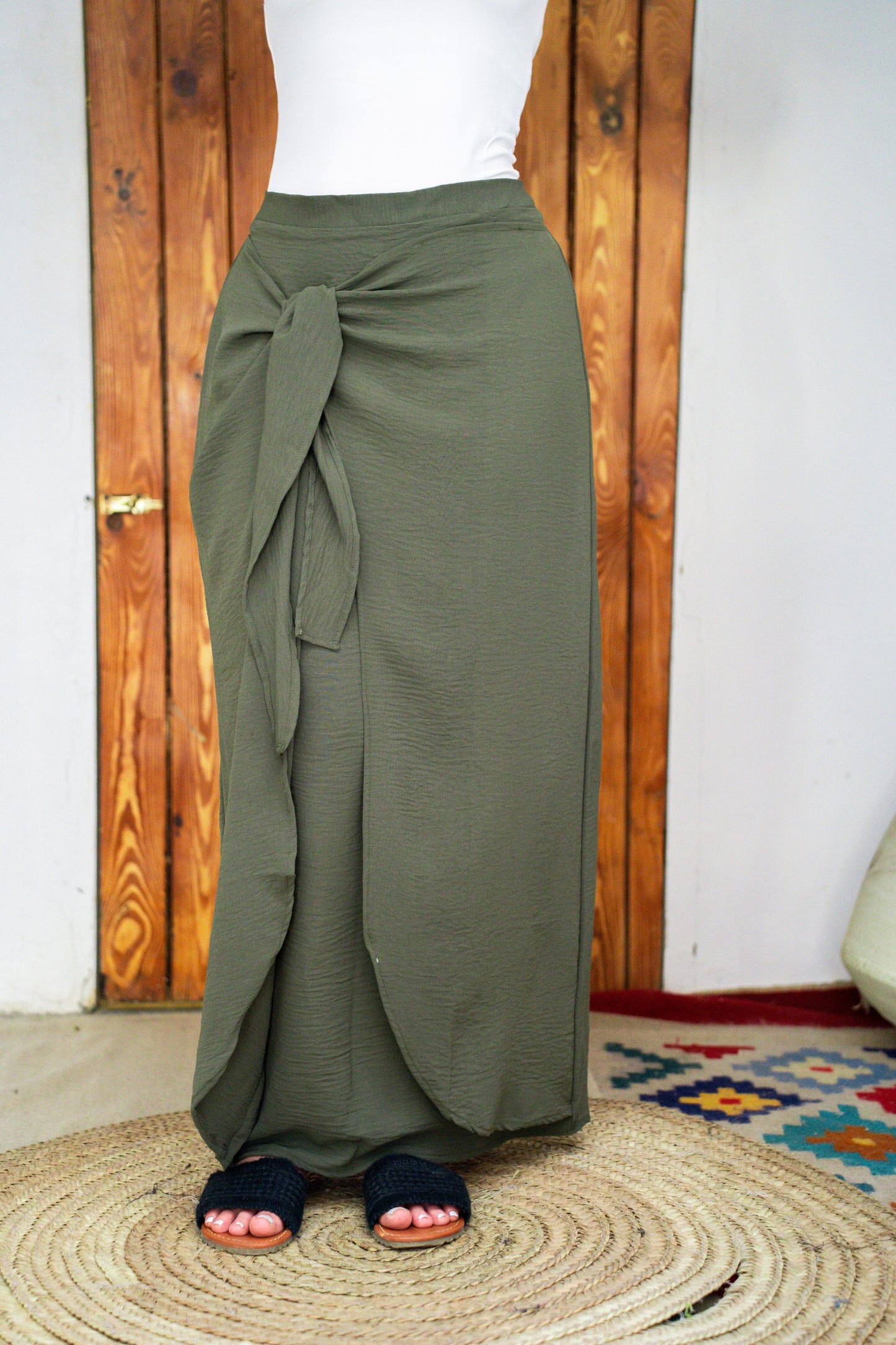 Wrap skirt in olive