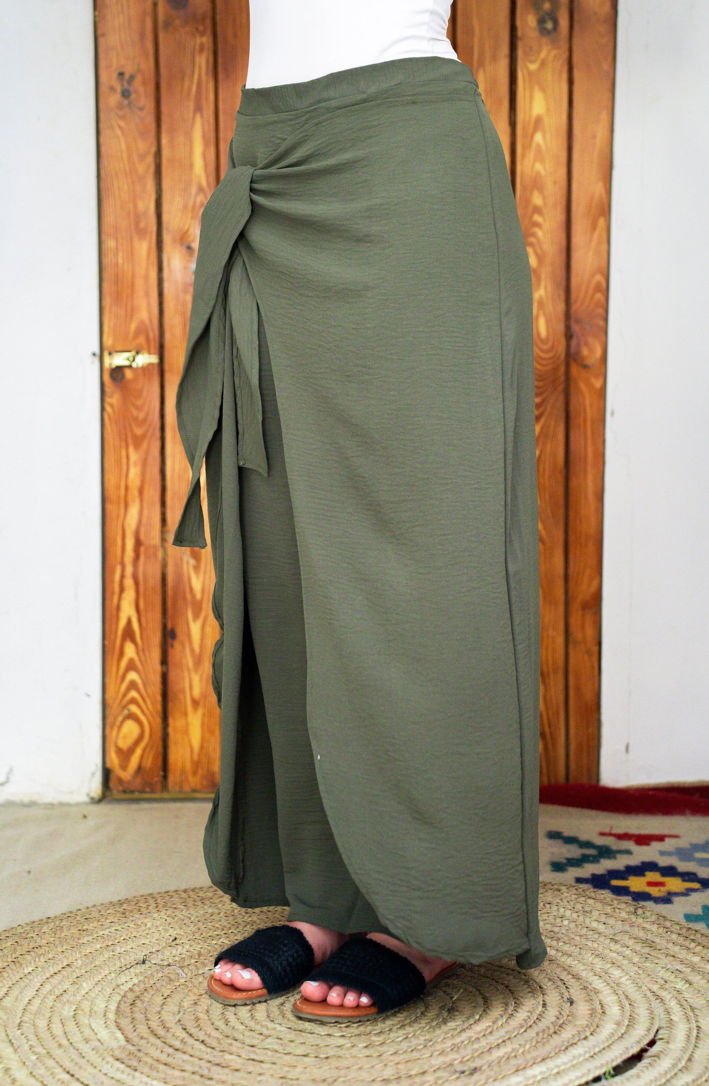 Wrap skirt in olive