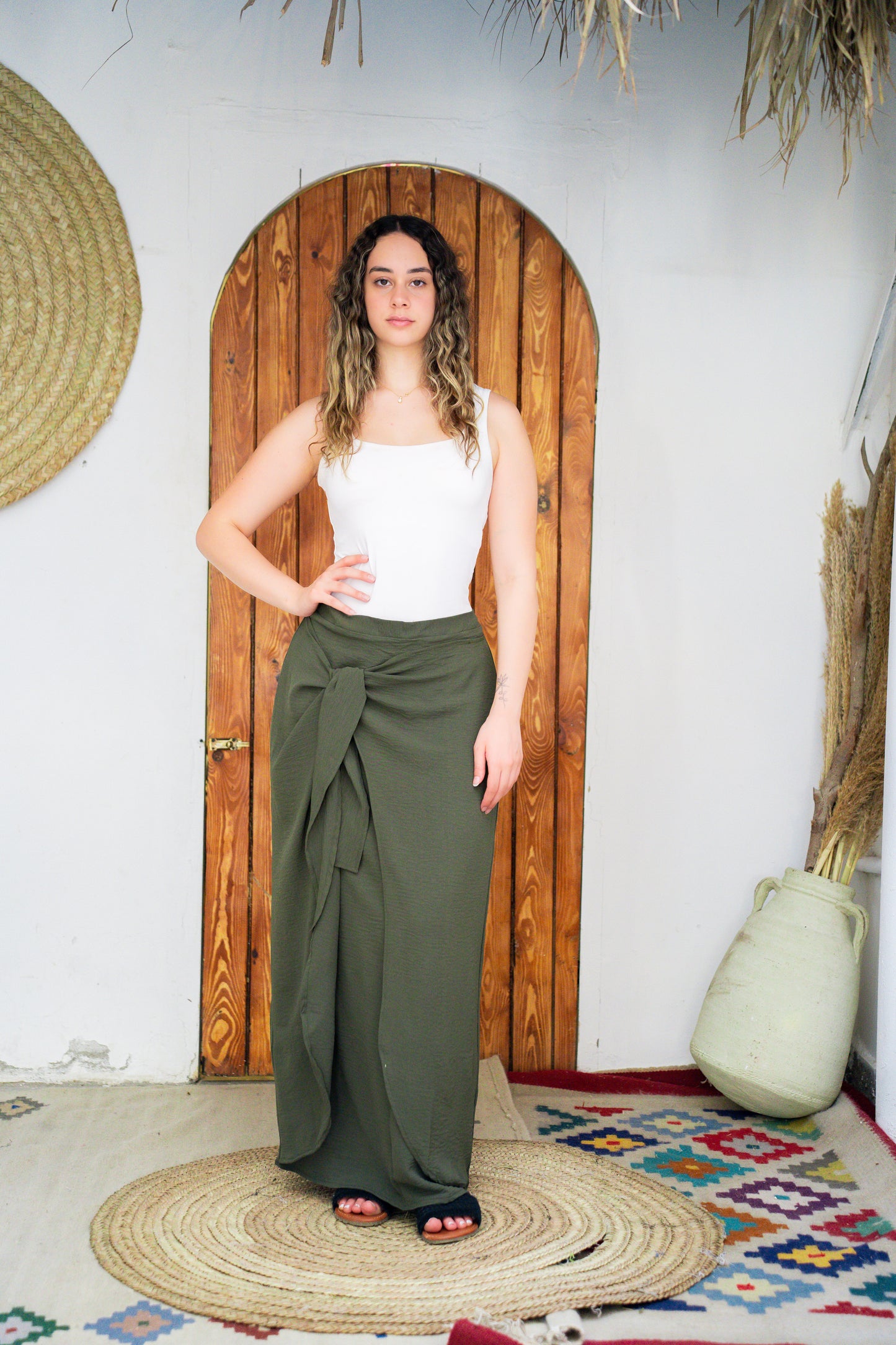 Wrap skirt in olive